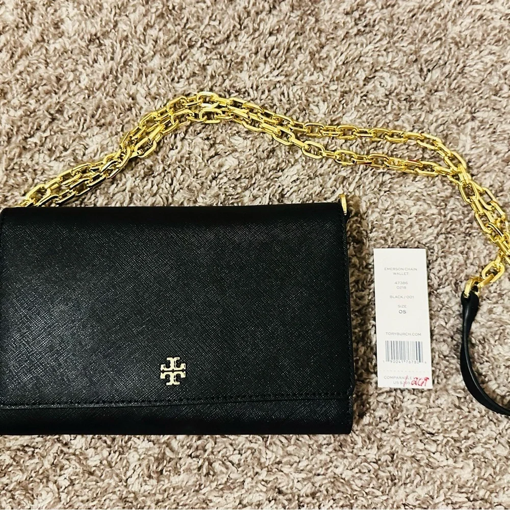 Tory Burch Black and Gold Crossbody Bag